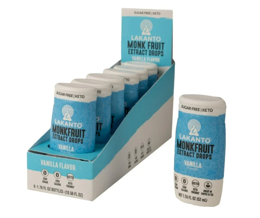 Lakanto Monkfruit Extract Drops Vanilla 52 ml × 6 - Carton