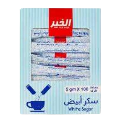 Alkhair White Sugar Sticks 5 gm × 100 pcs × 10 - Carton