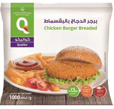 Qauliko Breaded Chicken Burger 1 kg × 10 - Carton