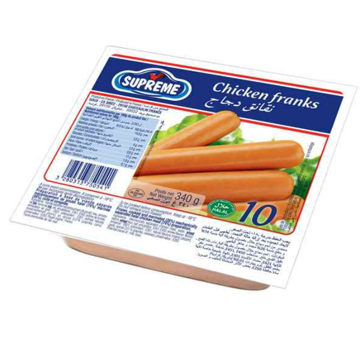 Supreme Hotdogs Chicken 340 gm × 24 pack - Carton